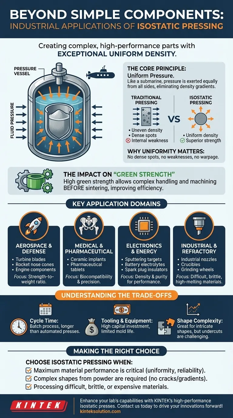 Quali sono alcune altre applicazioni industriali della pressatura isostatica? Sblocca soluzioni di materiali ad alte prestazioni Guida Visiva