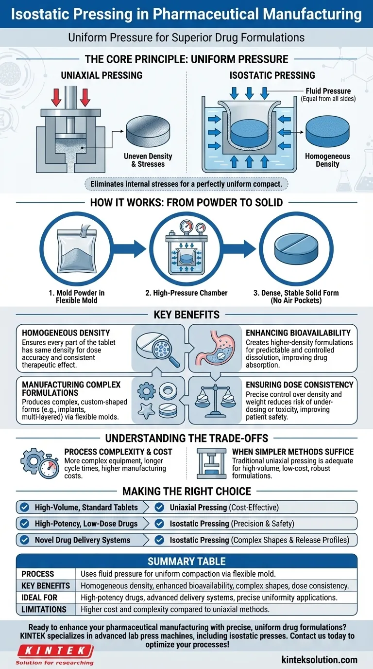 How is isostatic pressing used in the pharmaceutical industry? Achieve Uniform Drug Formulations for Better Bioavailability Visual Guide