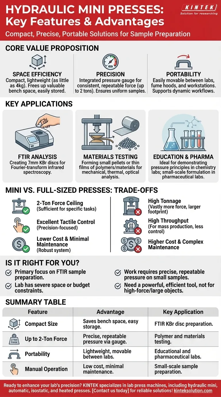 液压迷你压机的关键特性和优势是什么？紧凑、精确、便携，可提高实验室效率 图解指南