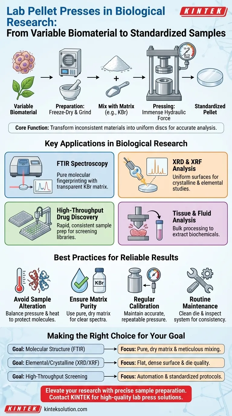 研究室用ペレットプレスは生物学的研究でどのように利用されていますか？正確な分析のためのサンプル調製を強化する ビジュアルガイド