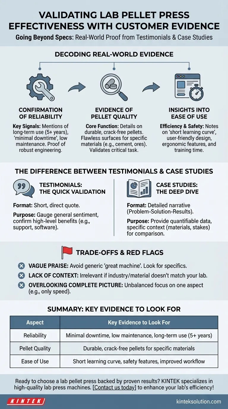 Como os depoimentos de clientes e estudos de caso validam as prensas de pastilha de laboratório? Desbloqueie o Desempenho Comprovado para o seu Laboratório Guia Visual