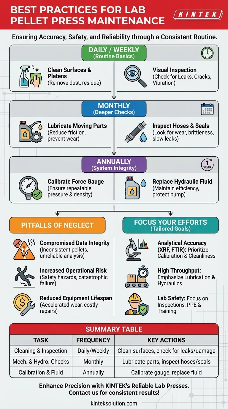¿Cuáles son las mejores prácticas para el mantenimiento de prensas de pastillas de laboratorio? Garantice precisión, seguridad y longevidad Guía Visual