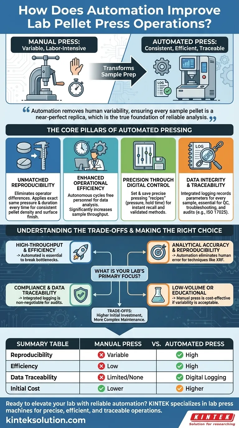 Как автоматизация улучшает работу лабораторных прессов для таблетирования? Повышение эффективности и целостности данных Визуальное руководство