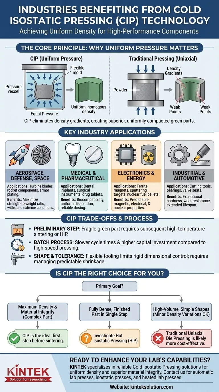 Welche Branchen profitieren von der Kaltisostatischen Presstechnologie (CIP)? Entdecken Sie wichtige Anwendungen für Hochleistungswerkstoffe Visuelle Anleitung