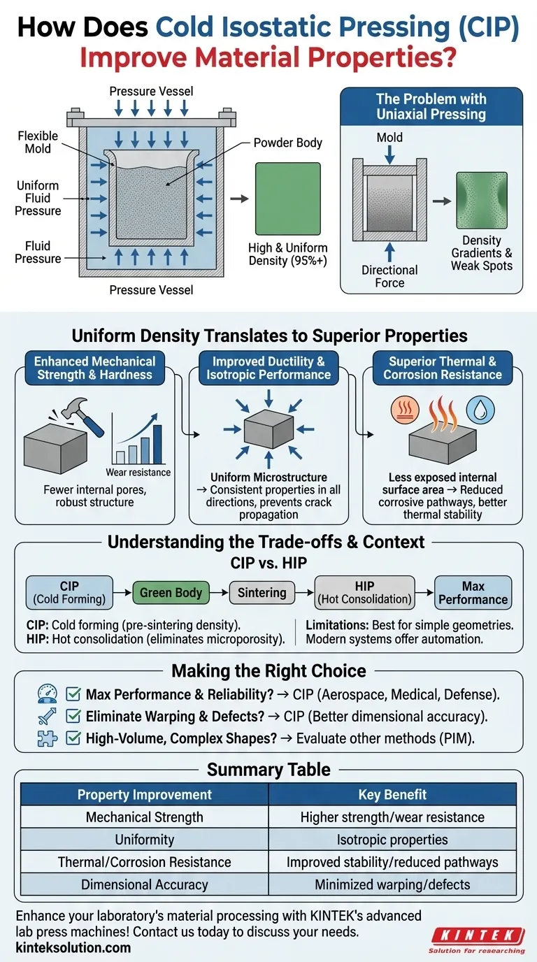 Comment le CIP améliore-t-il les propriétés des matériaux ? Obtenez une résistance et une uniformité supérieures dans les matériaux Guide Visuel