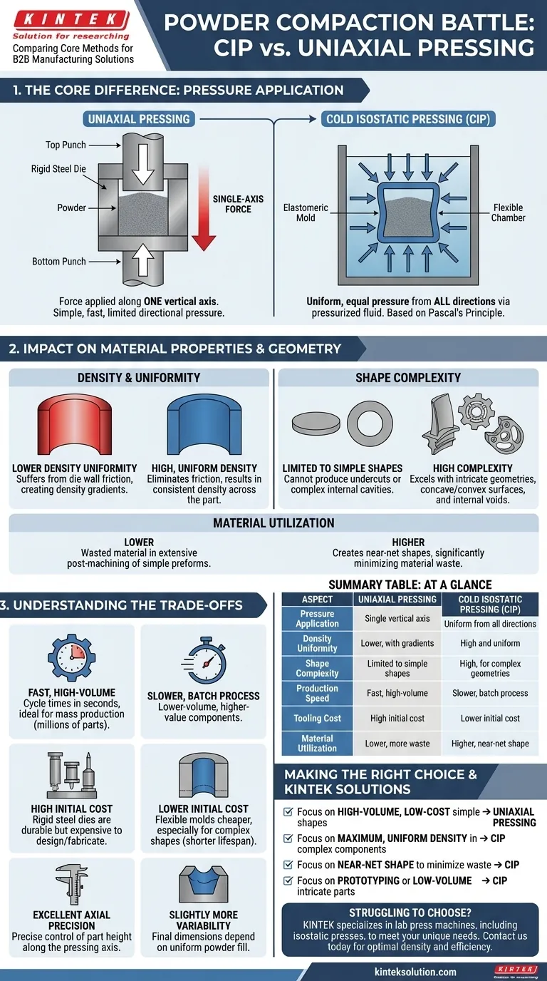 How does CIP compare to traditional uniaxial pressing methods? Discover the Best Powder Compaction Technique for Your Needs Visual Guide
