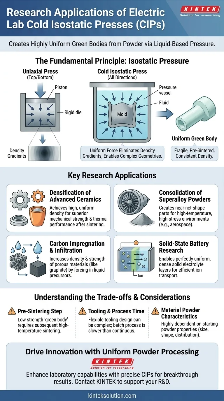What are some research applications of electric lab CIPs? Unlock Uniform Powder Densification for Advanced Materials Visual Guide