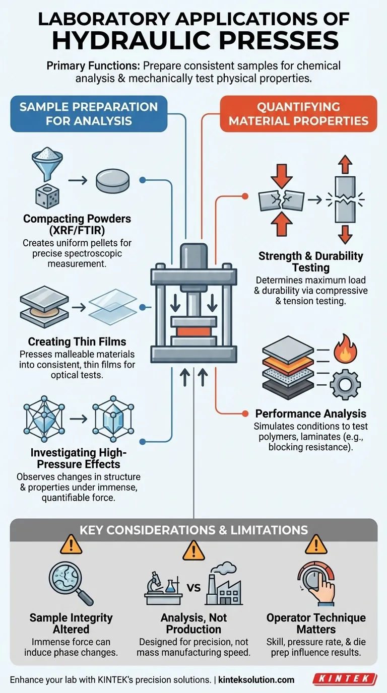 Какие лабораторные приложения используют гидравлические прессы? Важнейшие инструменты для подготовки проб и испытания материалов Визуальное руководство