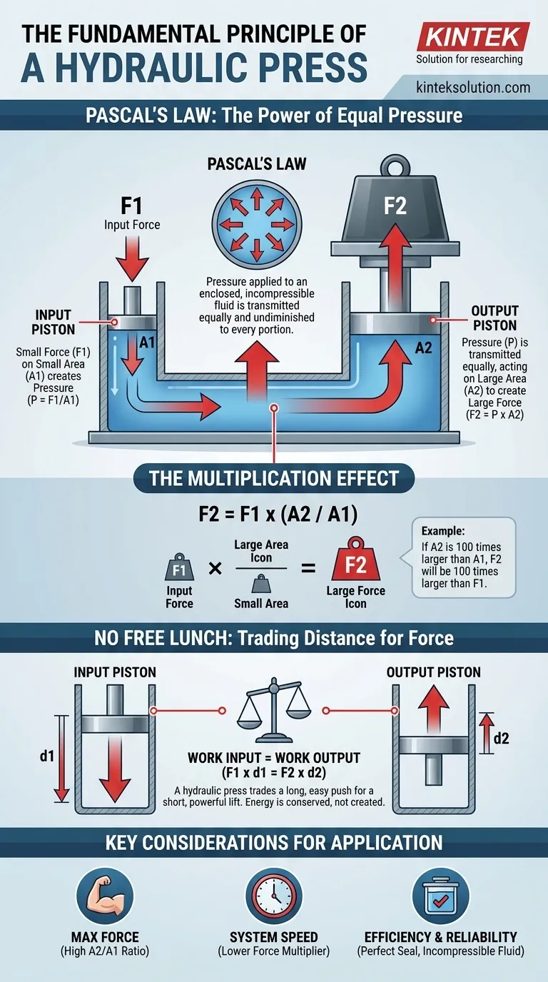 ما هو المبدأ الأساسي وراء عمل المكبس الهيدروليكي؟ تسخير قانون باسكال لمضاعفة القوة دليل مرئي