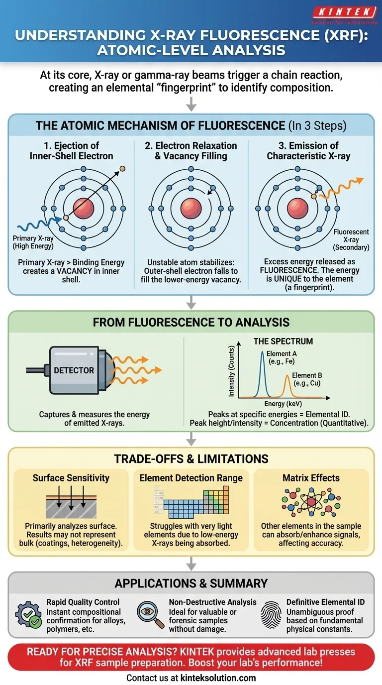 What happens when X-ray or gamma-ray beams interact with a sample in an XRF spectrometer? Unlock Elemental Fingerprints for Accurate Analysis Visual Guide