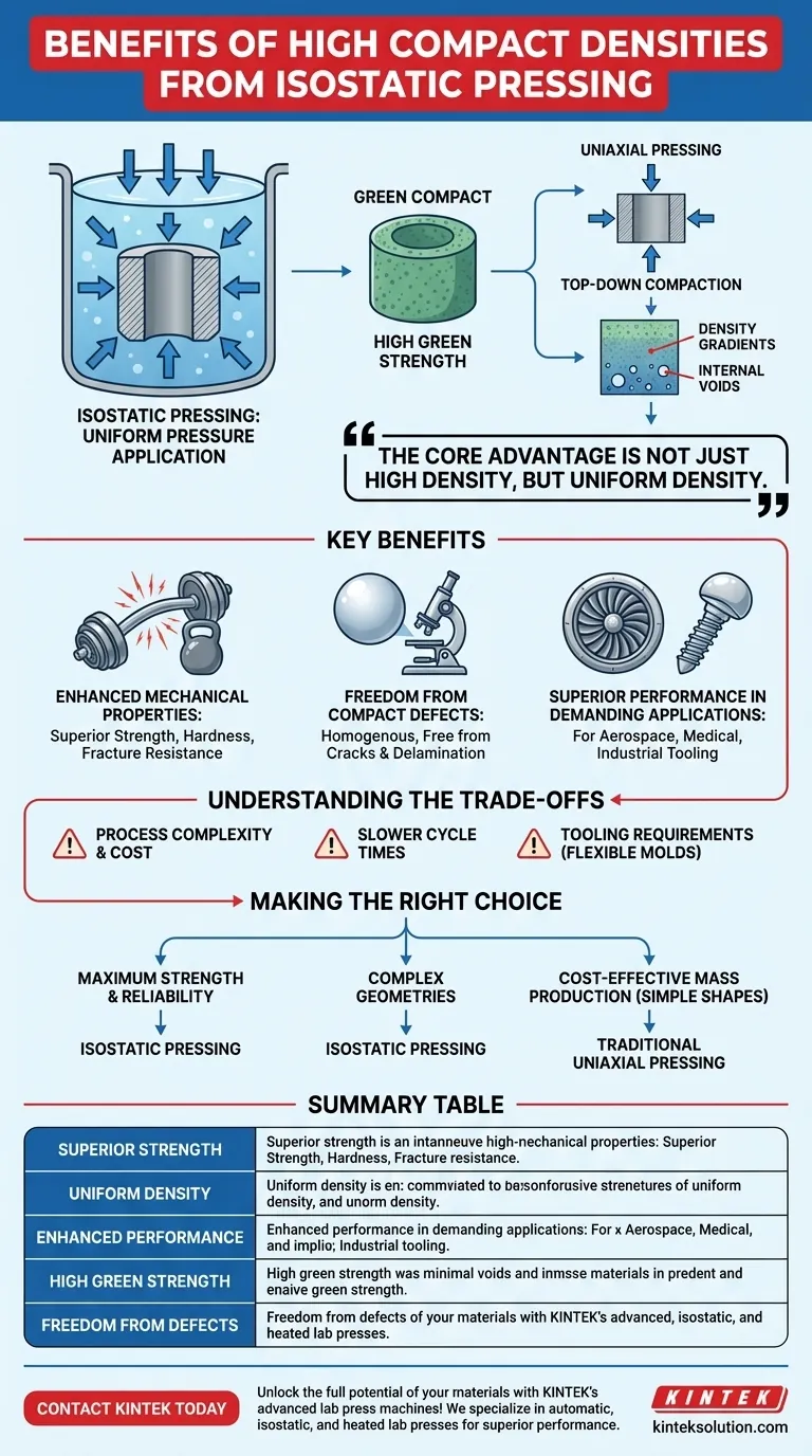 Каковы преимущества высокой плотности уплотнения, достигаемой изостатическим прессованием? Достижение превосходной прочности и однородности Визуальное руководство
