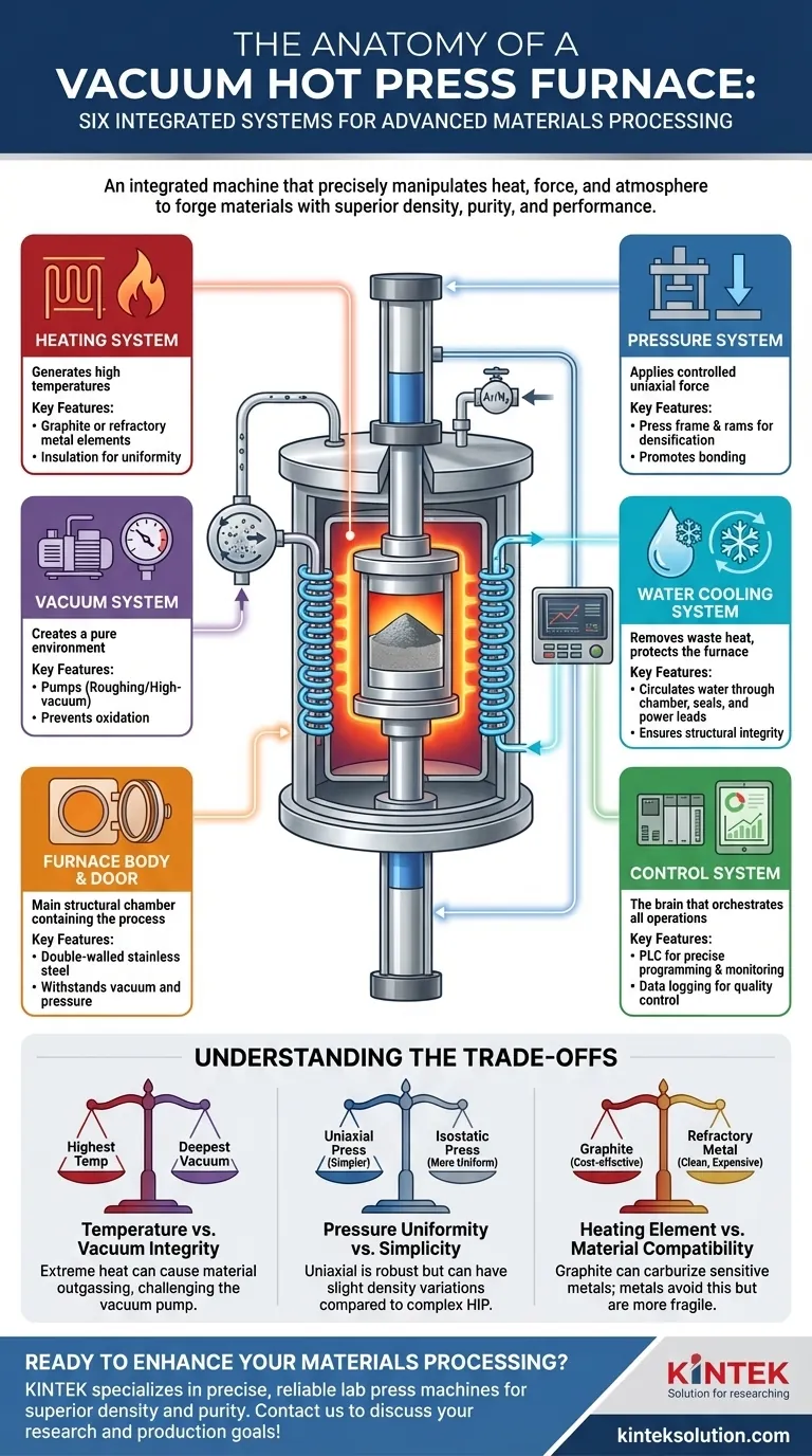What are the main components of a vacuum hot press furnace? Unlock Precision Materials Processing Visual Guide