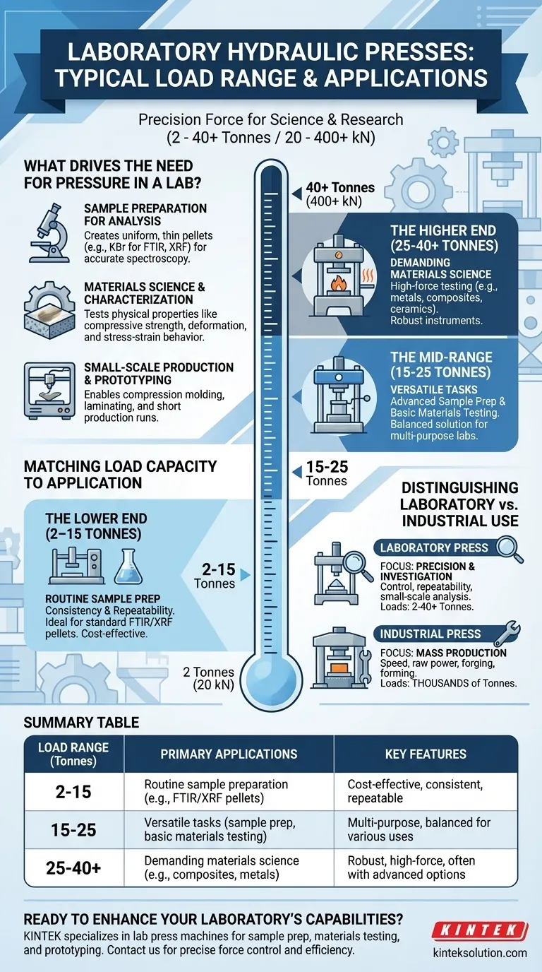 What is the typical load range for laboratory hydraulic presses? Find the Perfect Fit for Your Lab Needs Visual Guide
