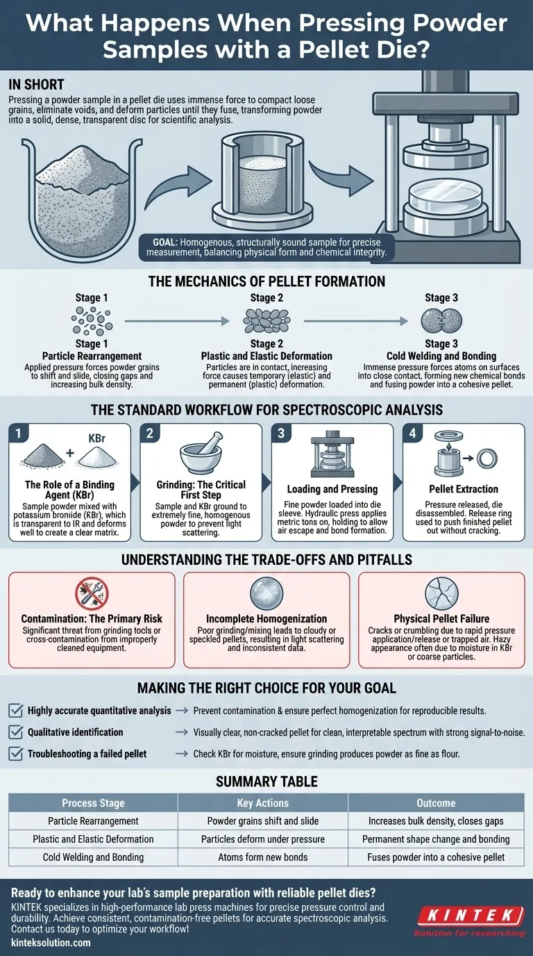 ペレットダイで粉末サンプルをプレスすると何が起こりますか？粉末を緻密なペレットに変え、正確な分析を可能にします。 ビジュアルガイド