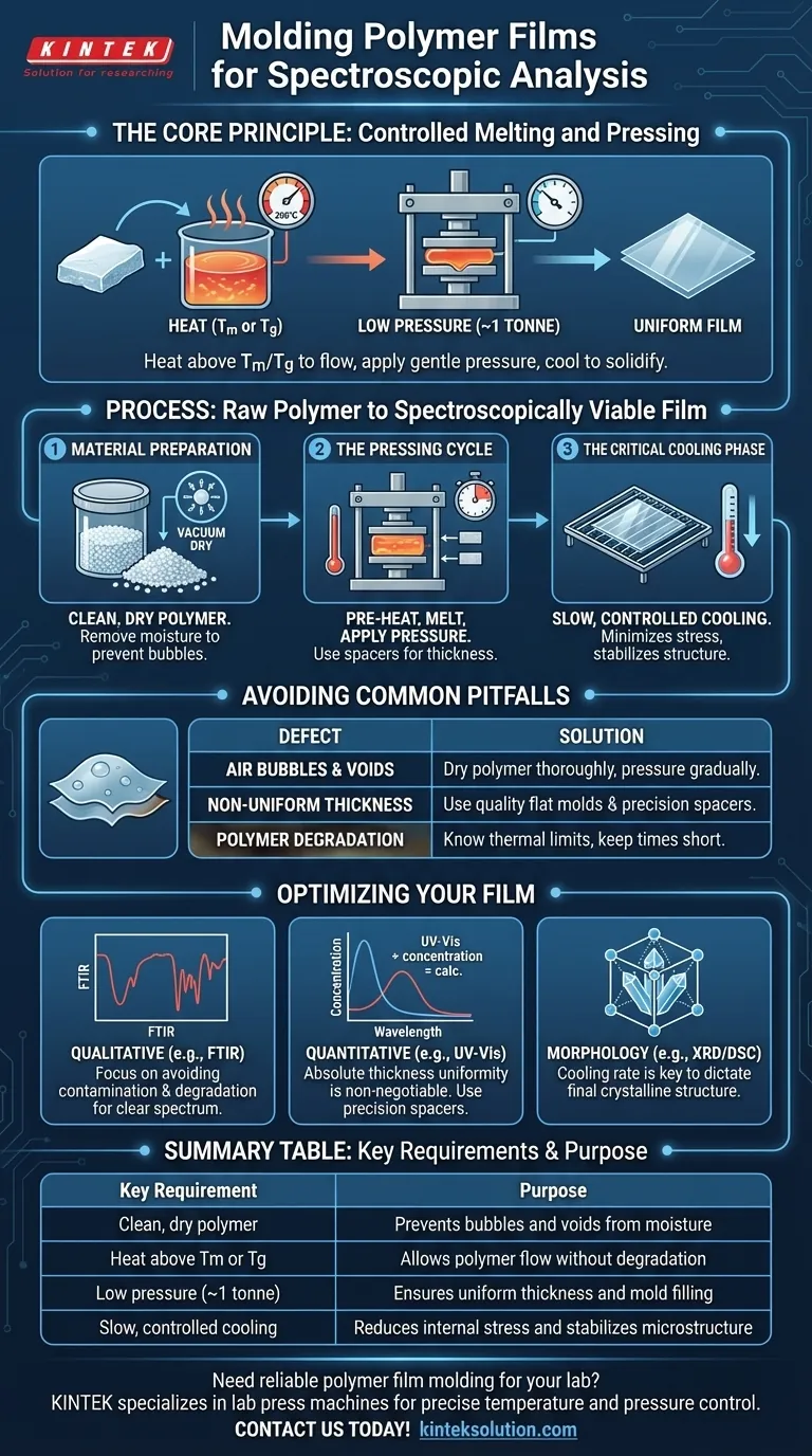 O que é necessário para moldar filmes poliméricos para análise espectroscópica? Obtenha filmes uniformes e sem defeitos para resultados precisos Guia Visual