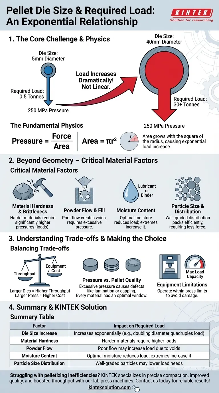 펠렛 다이 크기와 필요 하중 간의 관계는 무엇입니까? 펠렛화 공정을 최적화하세요 시각적 가이드