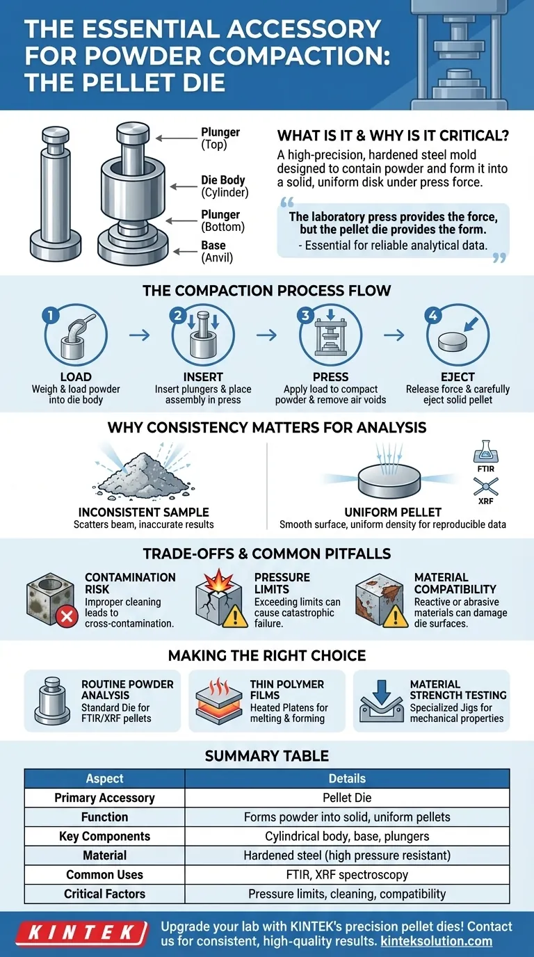 实验室压机常用于粉末压实的一种配件是什么？用于可靠样品制备的必备压片模具 图解指南