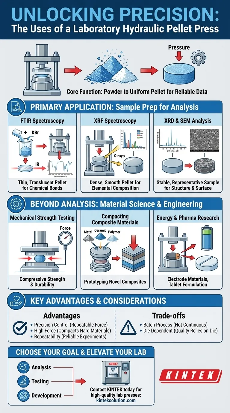 実験室用油圧ペレットプレス機の主な用途は何ですか？正確な分析のためのサンプル調製の強化 ビジュアルガイド