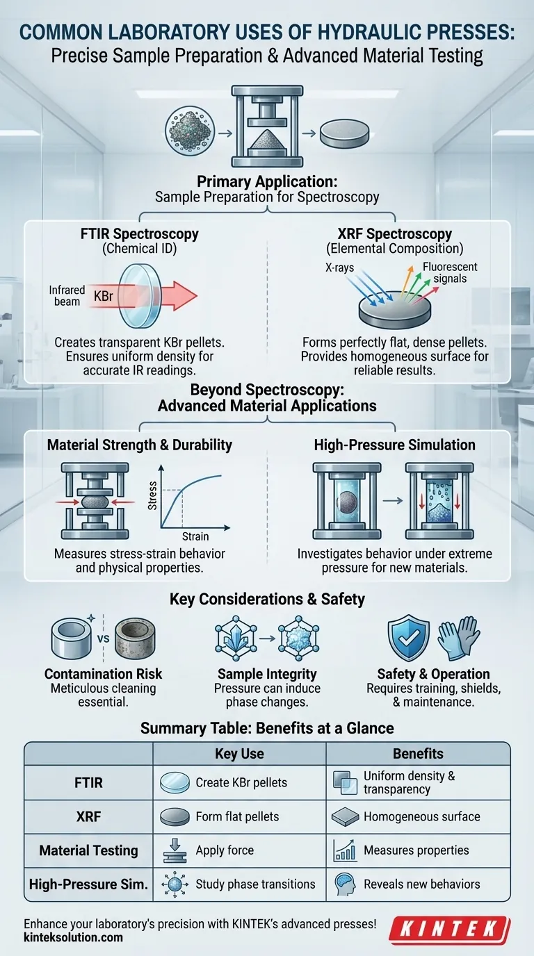 What is a common laboratory use of hydraulic presses? Boost Accuracy in Spectroscopy and Material Testing Visual Guide