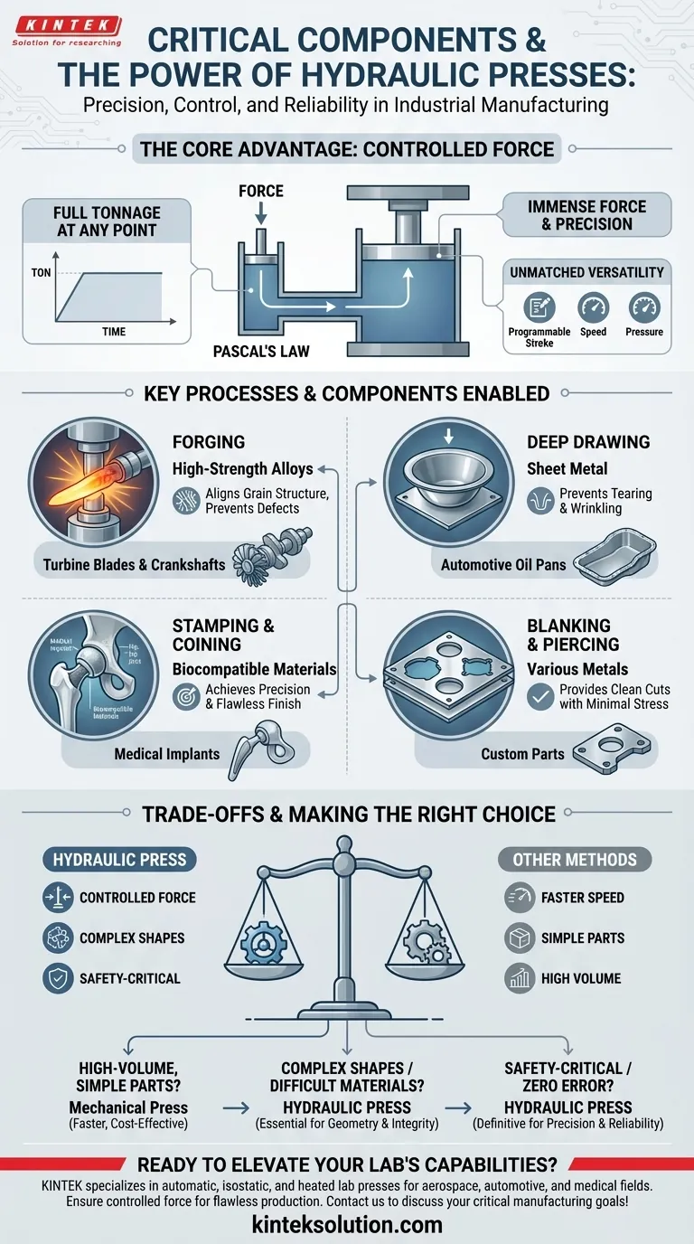 What critical components are produced using hydraulic presses? Discover Precision Manufacturing for High-Strength Parts Visual Guide