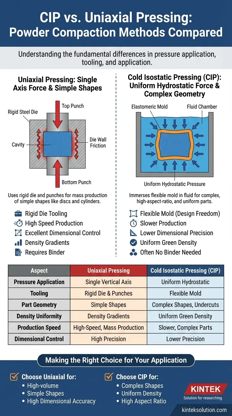 In che modo la pressatura isostatica a freddo (CIP) differisce dalla pressatura uniassiale? Scegli il metodo giusto per il tuo laboratorio Guida Visiva