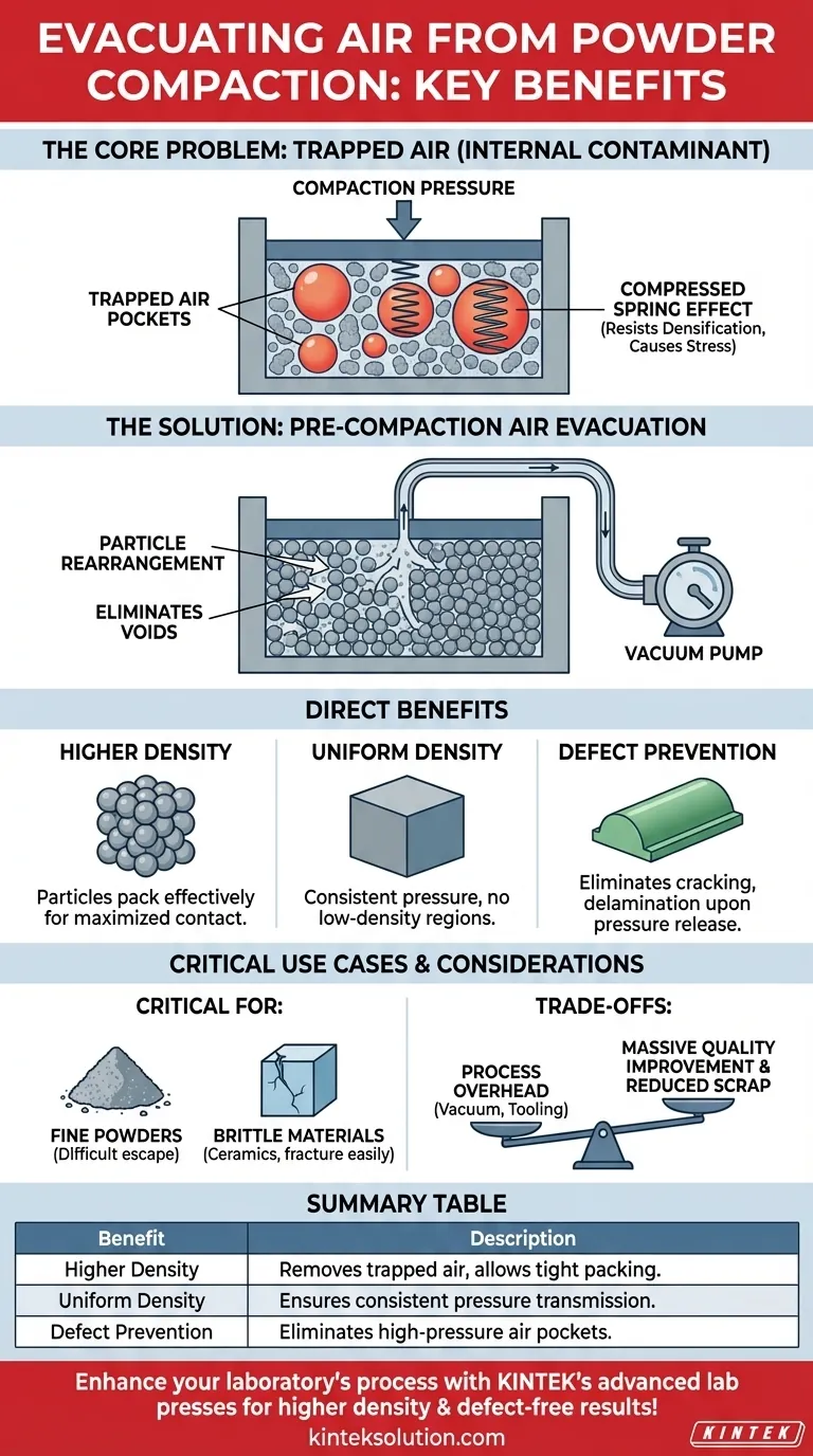 압축 전에 미세 분말에서 공기를 배출하는 것의 이점은 무엇입니까? 더 조밀하고 결함 없는 부품 달성 시각적 가이드