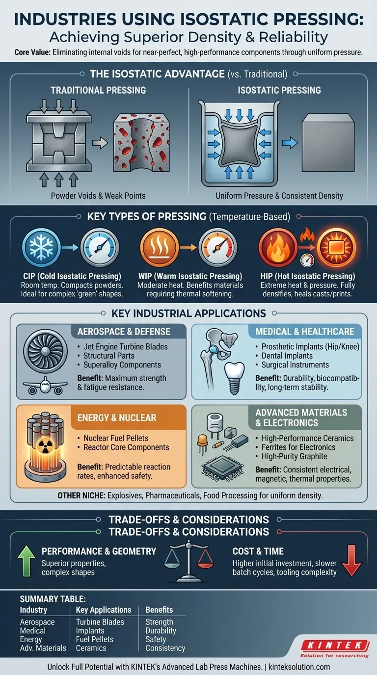 In quali settori è ampiamente utilizzata la pressatura isostatica? Essenziale per i settori aerospaziale, medicale ed energetico Guida Visiva