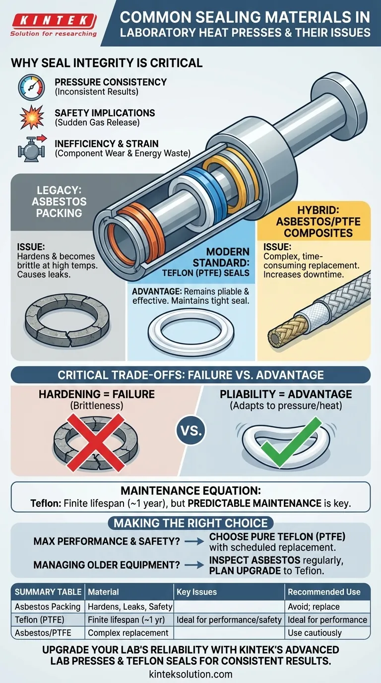 ما هي مواد الختم الشائعة المستخدمة في مكابس الحرارة المعملية ومشاكلها؟ ضمان الأداء الموثوق والسلامة دليل مرئي