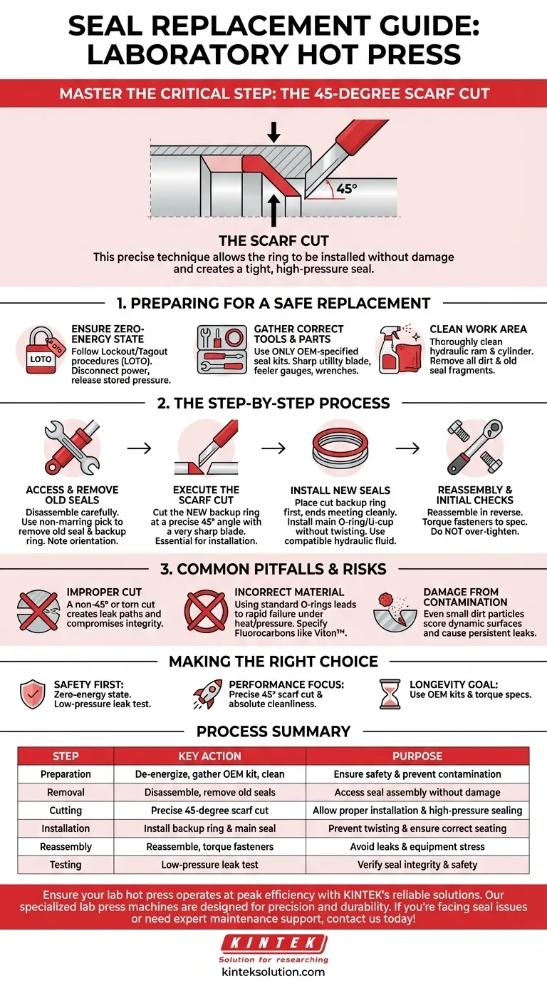 実験室用ホットプレスでシールを交換するにはどうすればよいですか？漏れのない性能を実現するための45度スカーフカットを習得する ビジュアルガイド