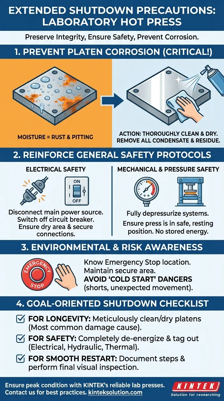 Welche Vorsichtsmaßnahmen sollten bei der Stilllegung einer Labor-Heißpresse für einen längeren Zeitraum getroffen werden? Sorgen Sie für langfristige Sicherheit und Leistung Visuelle Anleitung