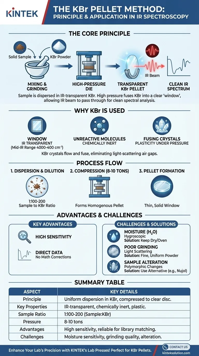赤外分光法におけるKBrペレット法の原理は何ですか？固形サンプルの鮮明で高品質なスペクトルを得る ビジュアルガイド