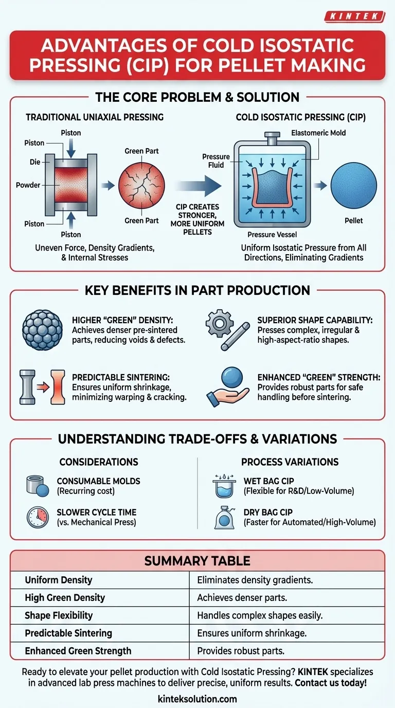Quali sono i vantaggi della Pressatura Isostatica a Freddo (CIP) per la produzione di pellet? Aumenta la Resistenza e l'Uniformità Guida Visiva