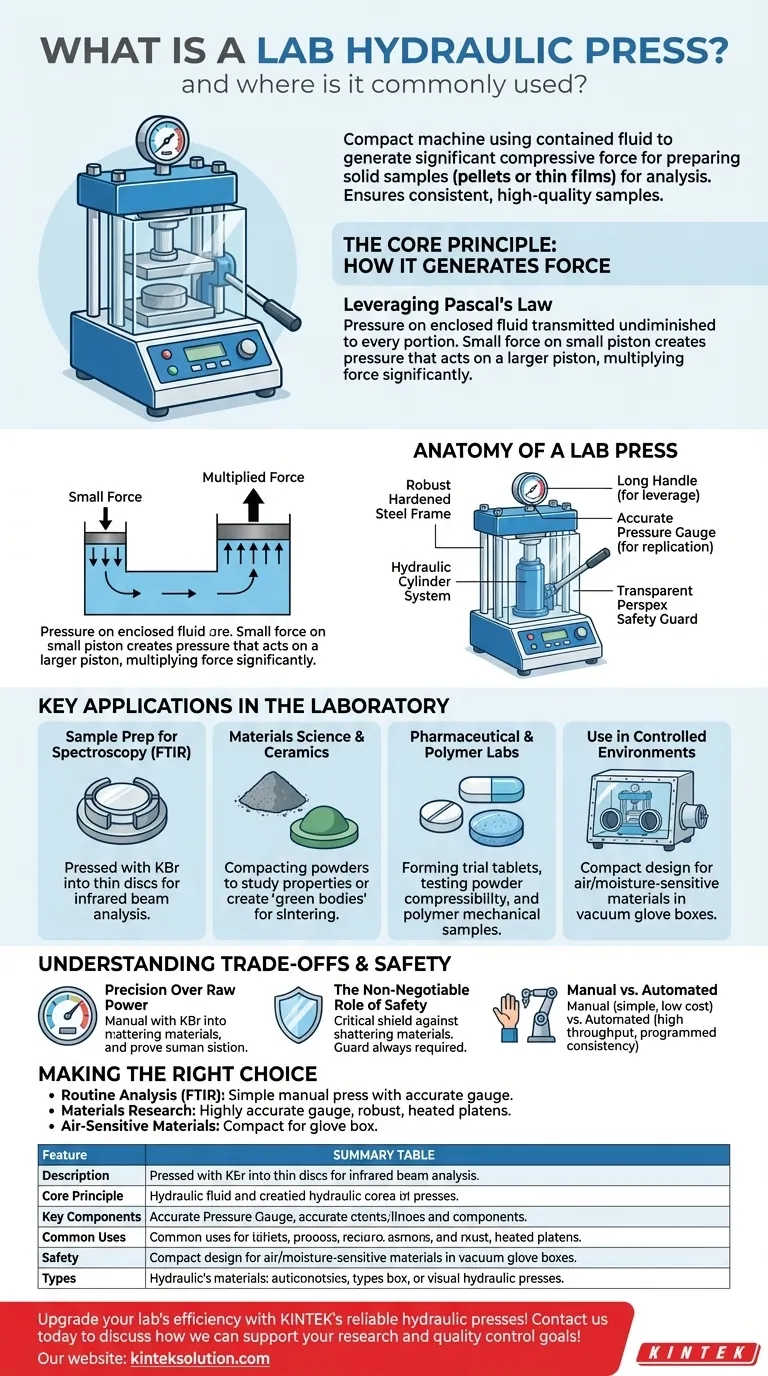 什么是实验室液压机，它通常用于何处？对实验室精确样品制备至关重要 图解指南