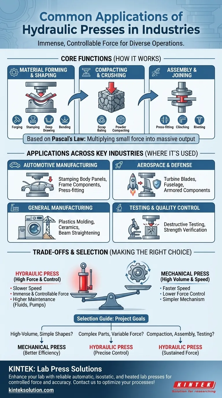 산업에서 유압 프레스의 일반적인 응용 분야는 무엇인가요? 제조 및 그 이상에서 효율성을 높이세요 시각적 가이드