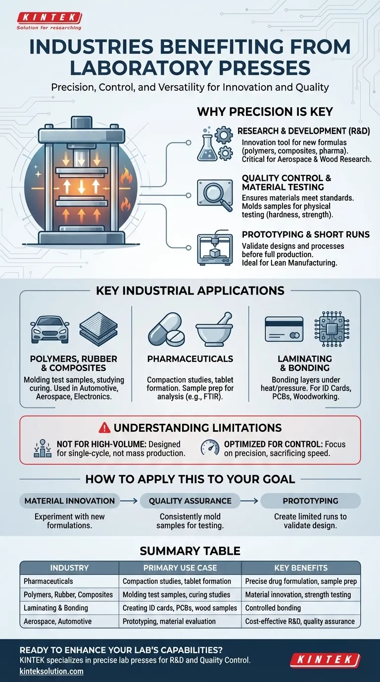 ラボプレス（実験室用プレス機）の恩恵を受ける業界は何ですか？精密ツールで研究開発と品質管理を促進する ビジュアルガイド