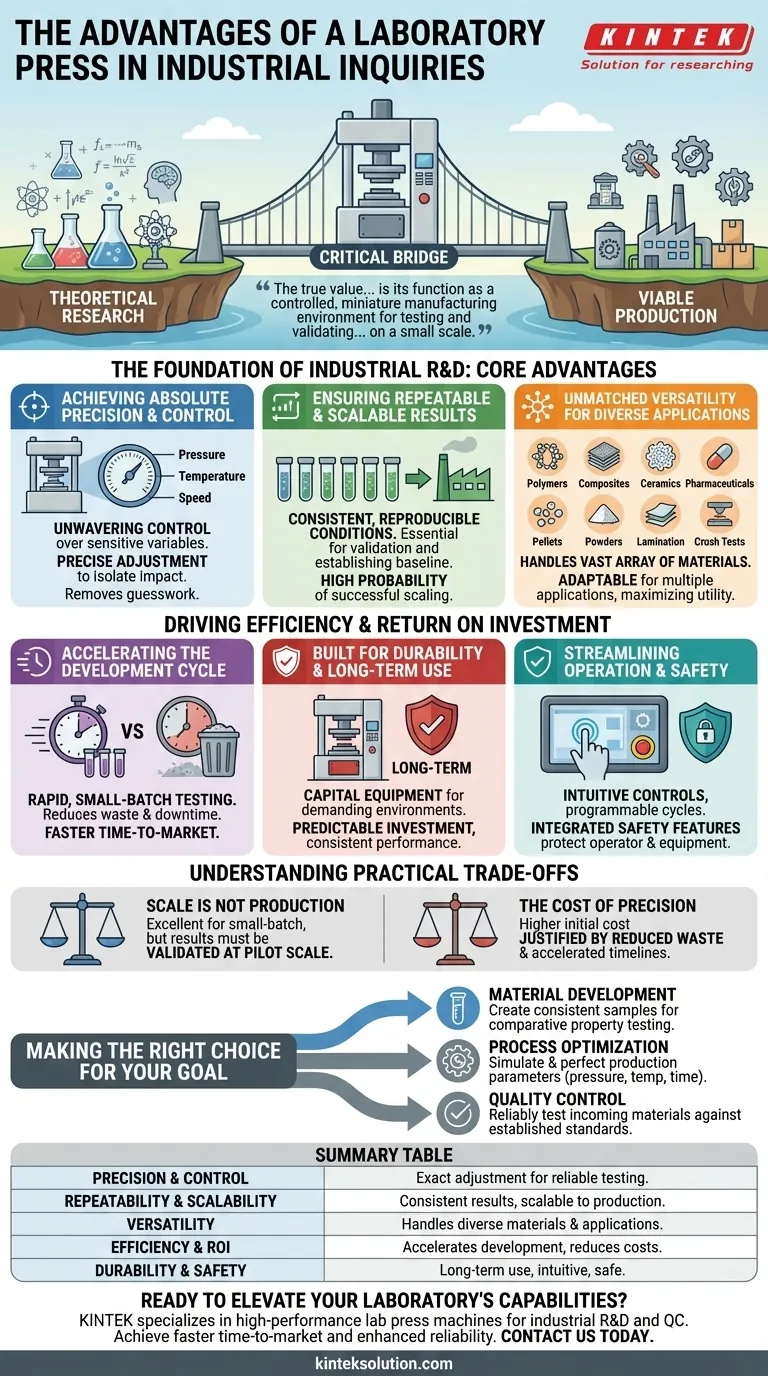 What are the advantages of using a laboratory press in industrial inquiries? Boost Precision and Efficiency in R&D Visual Guide