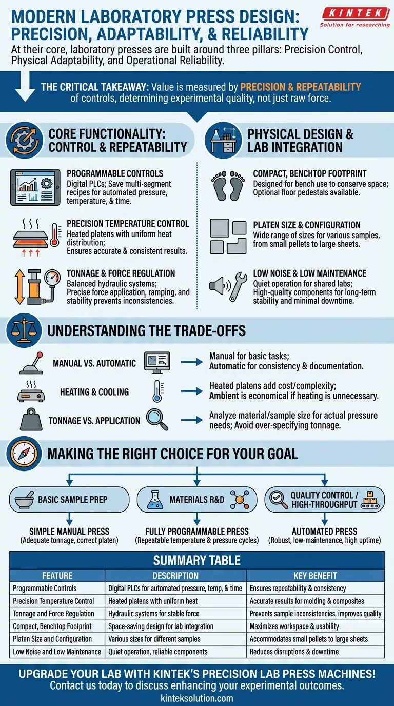 What features are typically included in the design of laboratory presses? Essential for Precision and Reliability Visual Guide