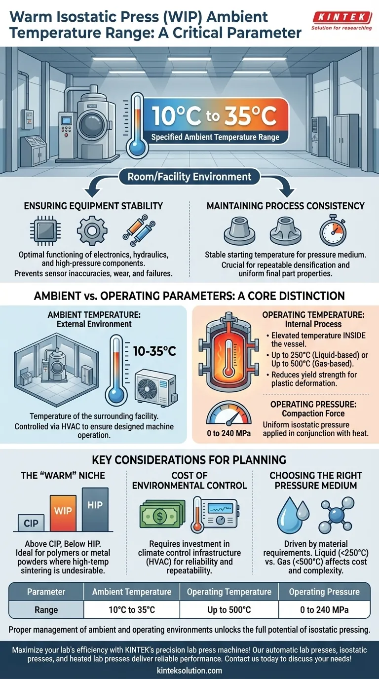 Qual è l'intervallo di temperatura ambiente per una pressa isostatica calda? Assicura prestazioni ottimali nel tuo laboratorio Guida Visiva