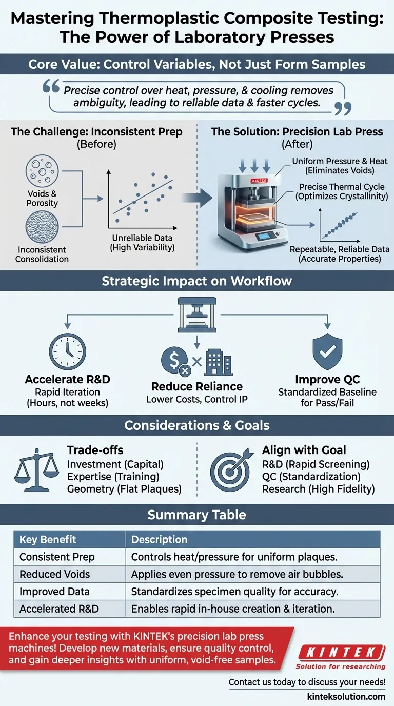 实验室压机如何增强热塑性复合材料测试？实现一致、可靠的材料数据 图解指南