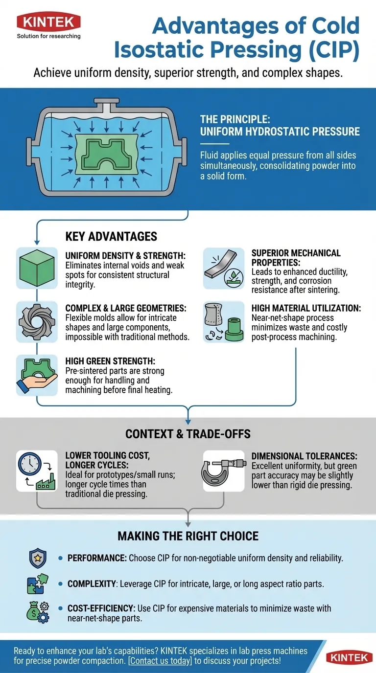 冷間静水圧成形（CIP）の利点は何ですか？均一な密度と複雑な形状を実現する ビジュアルガイド