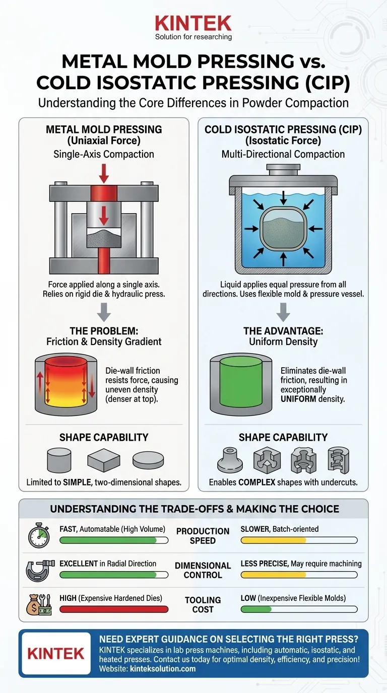 What is metal mold pressing and how does it differ from CIP? Choose the Right Method for Your Lab Needs Visual Guide