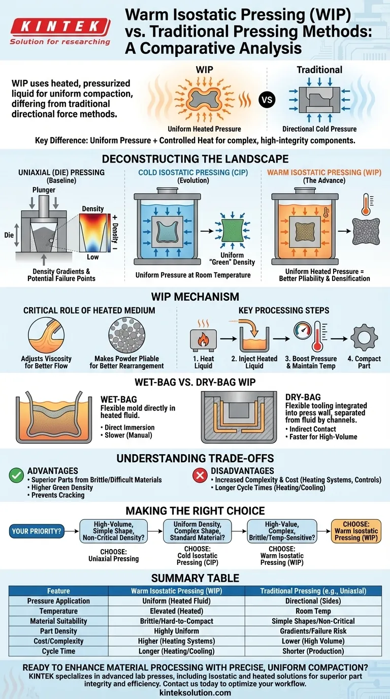 How does Warm Isostatic Pressing differ from traditional pressing methods? Unlock Uniform Density for Complex Parts Visual Guide