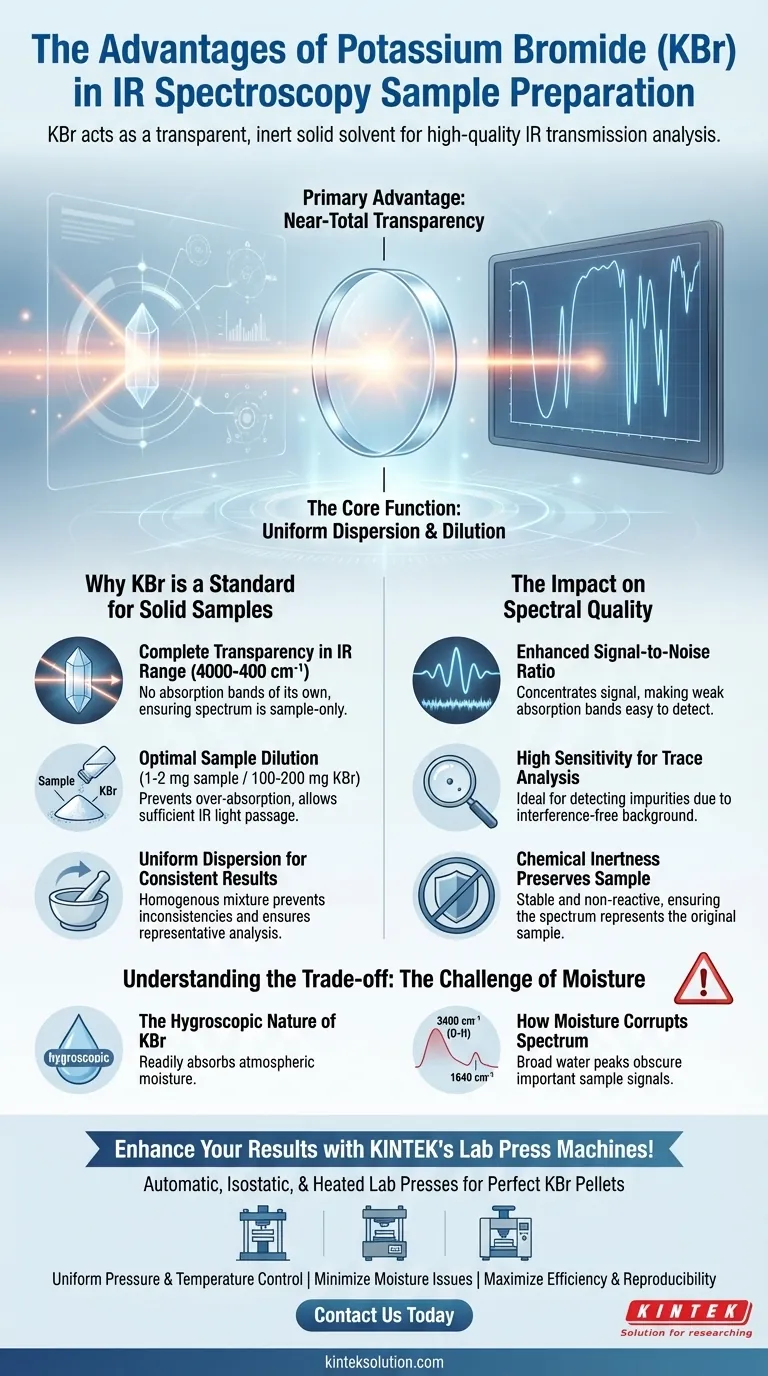 What are the advantages of using potassium bromide (KBr) in IR spectroscopy sample preparation? Achieve High-Quality, Interference-Free Spectra Visual Guide