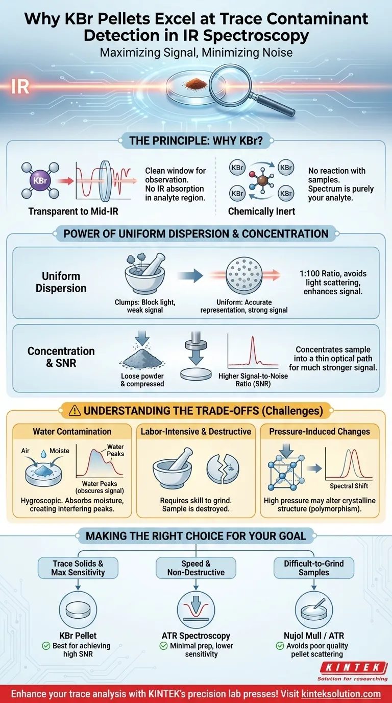 Why are KBr pellets advantageous for detecting trace contaminants in IR spectroscopy? Boost Sensitivity and Clarity in Analysis Visual Guide