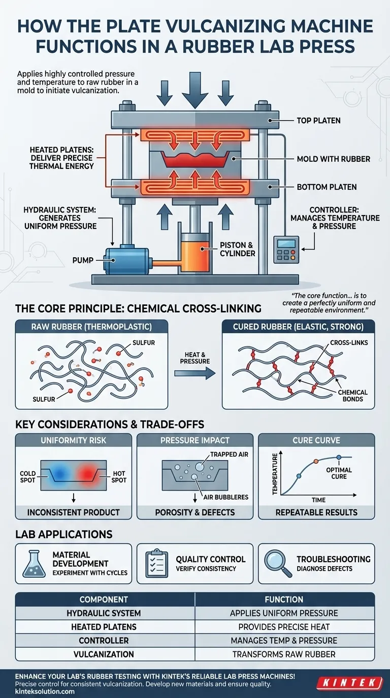 ゴム加硫プレスは、ゴム実験室プレスでどのように機能しますか？一貫した結果を得るために正確なゴム加硫をマスターする ビジュアルガイド