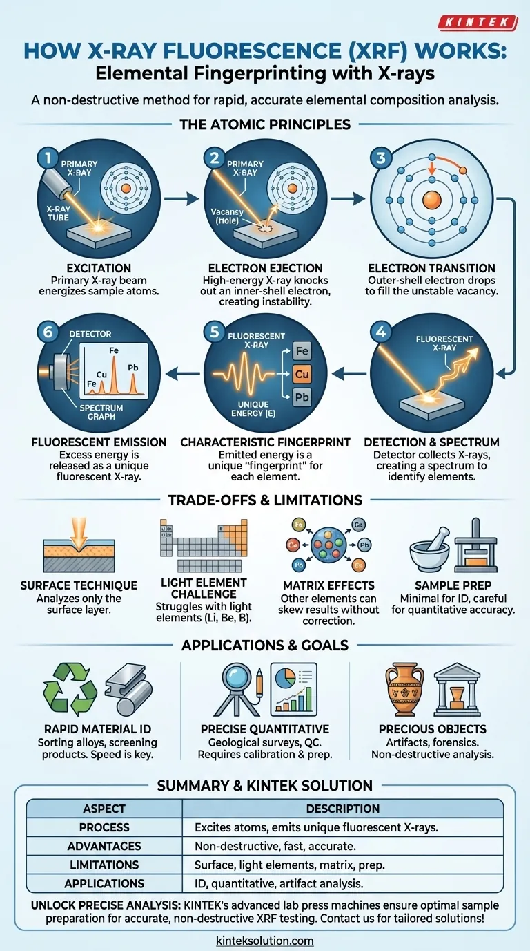 How does the X-ray fluorescence (XRF) process work? Unlock Non-Destructive Elemental Analysis Visual Guide