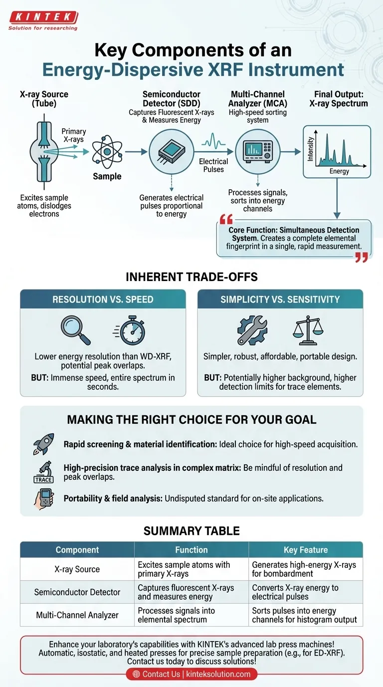 ¿Cuáles son los componentes clave de un instrumento XRF de energía dispersiva? Descubra el análisis elemental rápido Guía Visual