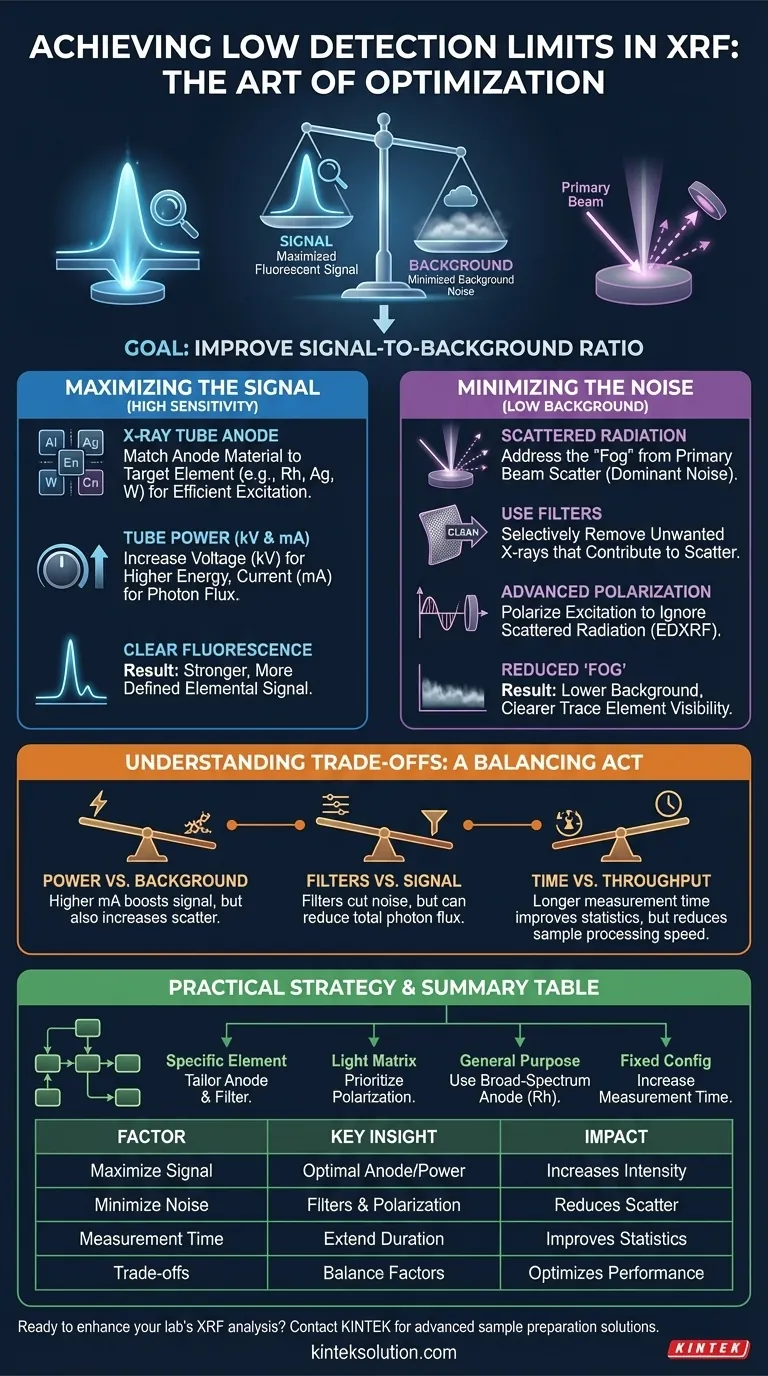 Quais fatores são importantes para alcançar baixos limites de detecção em XRF? Aumente a precisão da sua análise de traços Guia Visual