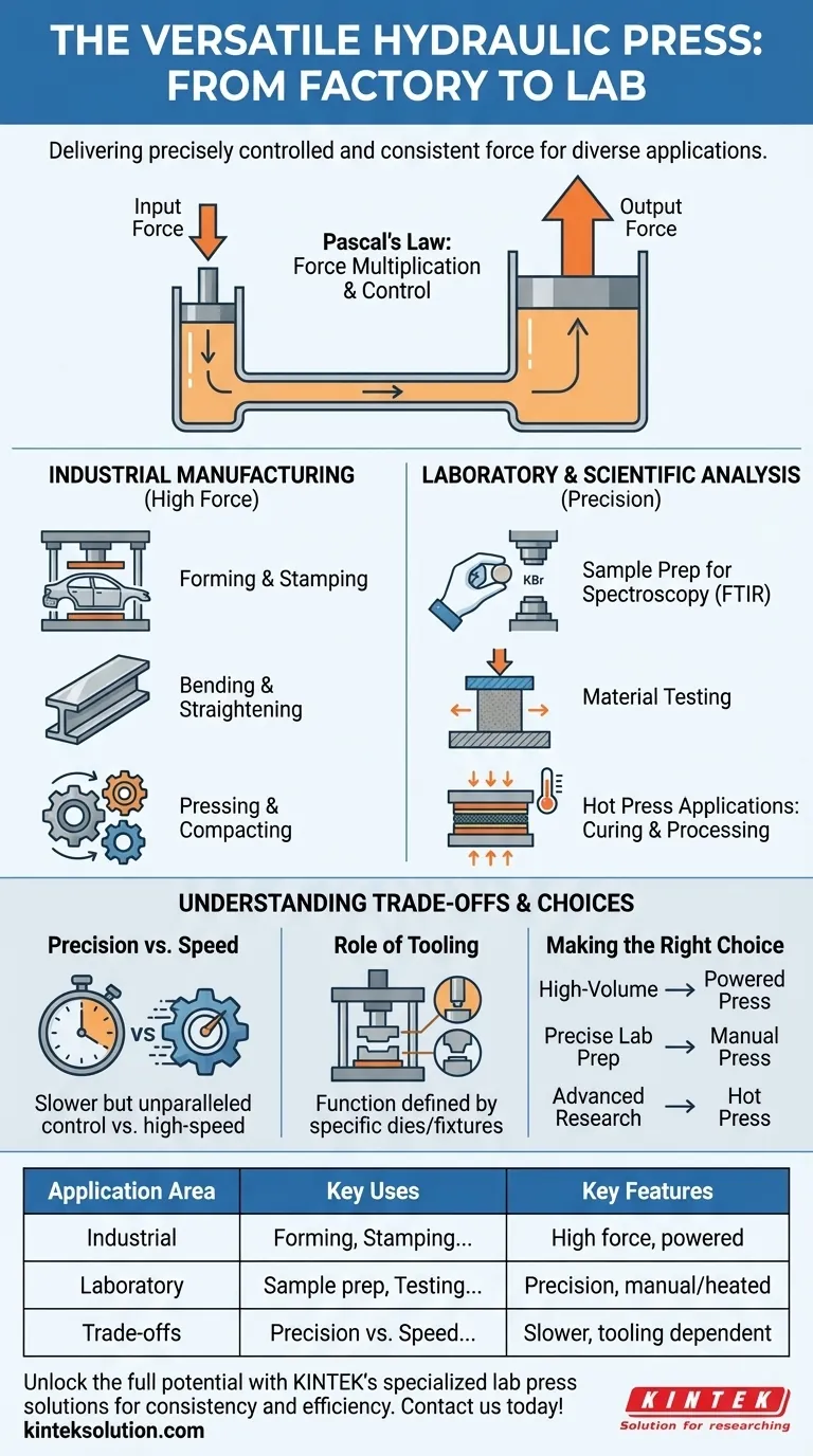 In what applications are hydraulic press machines versatile? From Industrial Manufacturing to Lab Precision Visual Guide