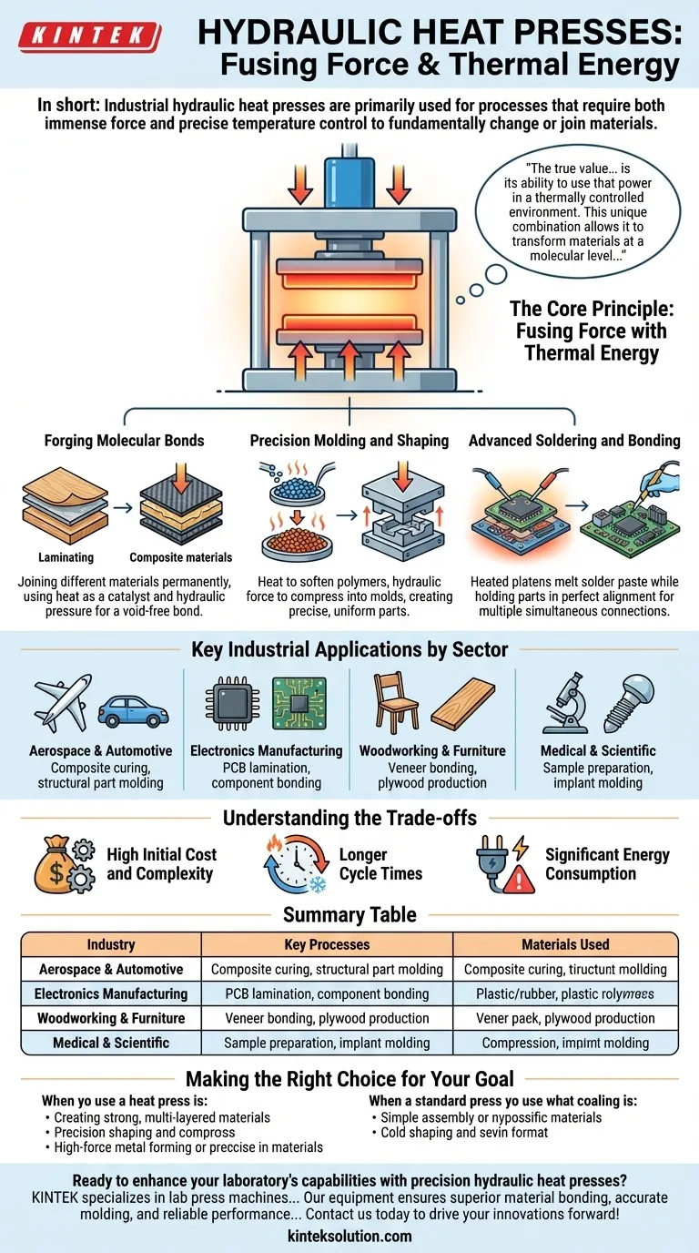 油圧式熱プレス機が利用される産業プロセスとは？複合材の硬化と成形における精度を解き放つ ビジュアルガイド